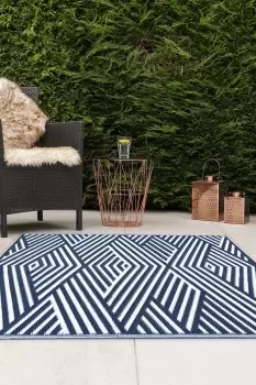 Lightweight Reversible Plastic Woven Outdoor Rug 120x170cm Geo