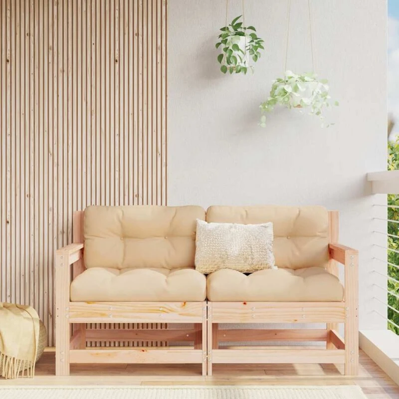 Image of VIDAXL Garden Chairs with Cushions 2 pcs Solid Wood Pine Vidaxl 8720845802424