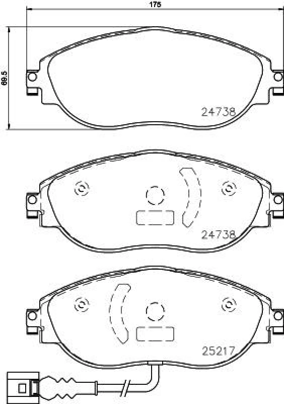 Image of HELLA Brake pad set HELLA 8DB 355 021-971