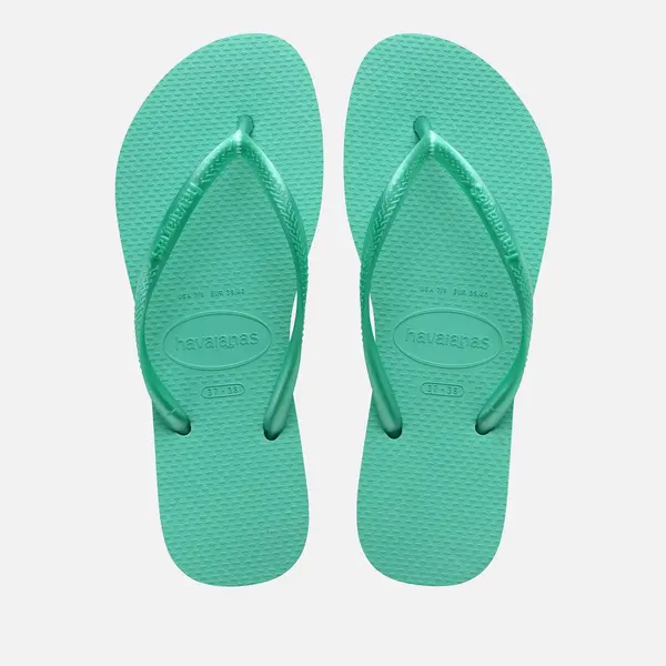 image of Havaianas Womens Slim Flips Flops - Metallic Virtual Green - UK 6/7 Green Sandals female 4000030-6160 6/7