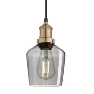 Image of Industville Brooklyn 5.5" Schoolhouse Pendant / Smoke Grey Tinted Glass and Brass Holder