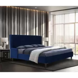 Image of Shanaya Bed Double Plush Velvet Blue