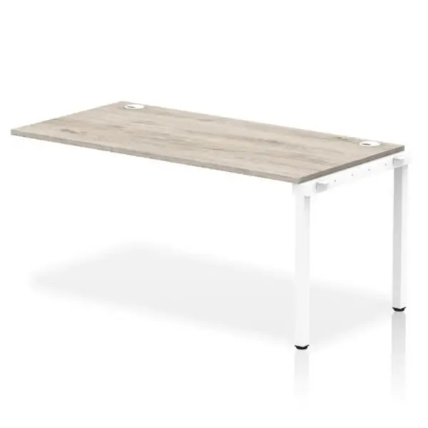 Image of Impulse Bench Single Row Ext Kit 1600 White Frame Office Bench Desk Grey Oak