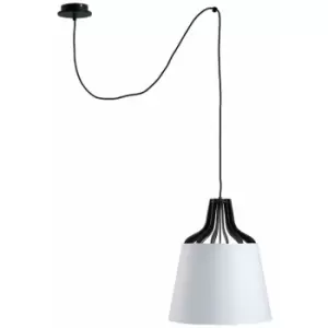 Image of Keter Ivo Dome Pendant Ceiling Light White, 38cm, 1x E27, 200cm Wire