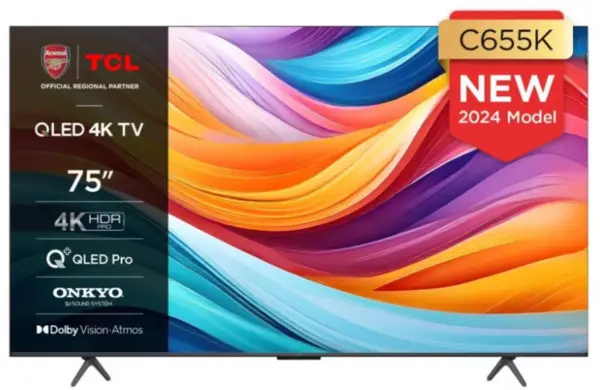 image of TCL 75" 75C655K Smart 4K Ultra HD QLED TV