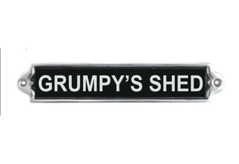 Image of Minster "grumpy's Shed" Wall Plaque - Aluminium - L1 X W25 X H6 Cm