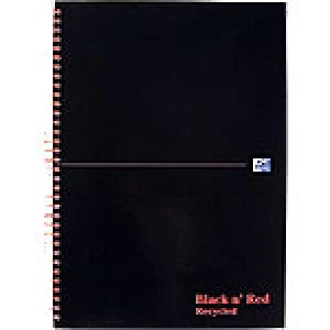 image of OXFORD Black n' Red Recycled Wirebound Hardback Notebook Ruled A4 140 Pages