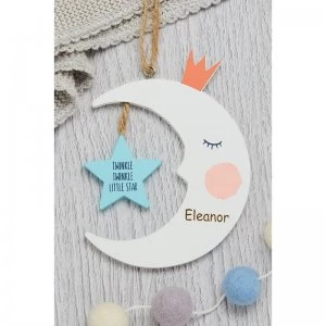 image of Personalised Twinkle Twinkle Hanging Moon Decoration