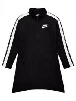 Image of Nike Sportswear Air Older Girls 1/2 Zip Dress - Black, Size XS, 6-8 Years, Women