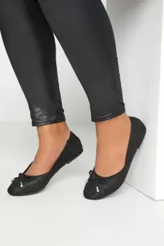 Image of Wide & Extra Wide Fit Glitter Ballerina Pumps