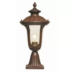 image of Outdoor IP44 1 Bulb Wall Ground Pedestal Rusty Bronze Patina LED E27 100W