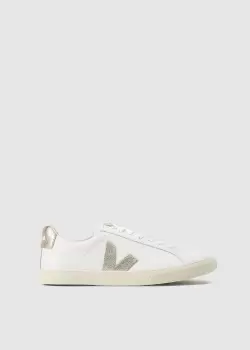Image of Veja Womens Esplar Leather Trainers In Extra White Platine