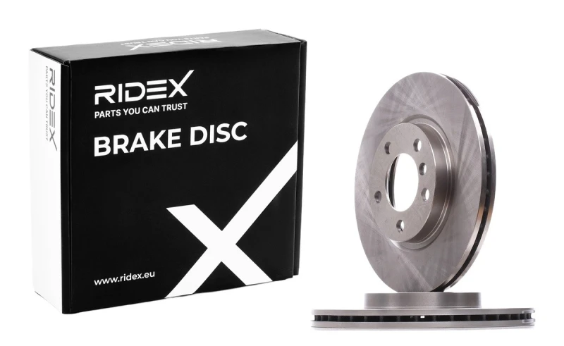 Image of RIDEX 82B1272 Brake disc Front Axle, Vented, Cast Iron, Uncoated, Untreated, without bolts/screws Cast Iron Brake Disc (82)