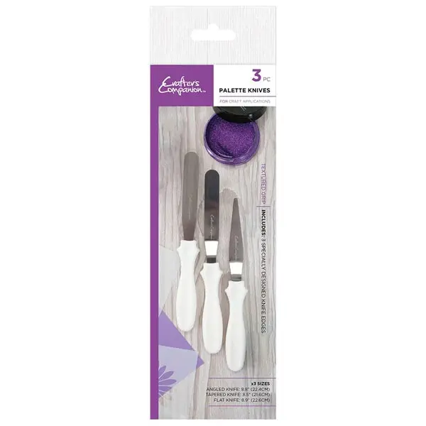 image of Crafter's Companion Stainless Steel Palette Knives Flat & Angled 8.5" - 8.9" Set of 3