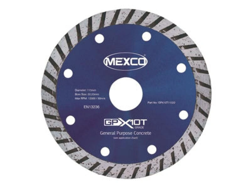 Image of Mexco Gpx10T11522 Gp Concrete Turbo Diamond Blade 115 X 22mm Mexgpx10T115