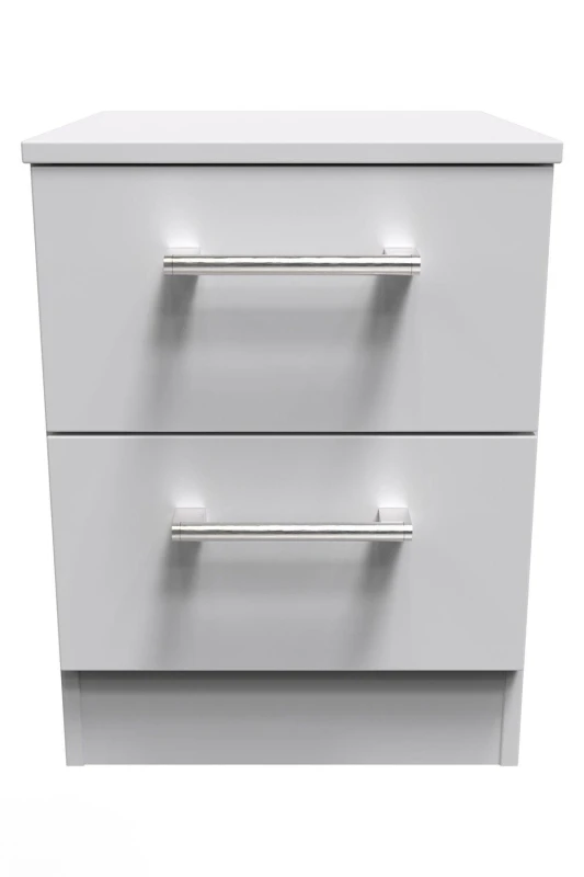 Image of Ready Assembled 2 U Cornwall 2 Drawer Bedside Cabinet (Ready Assembled) in Light Grey Light Grey Unisex