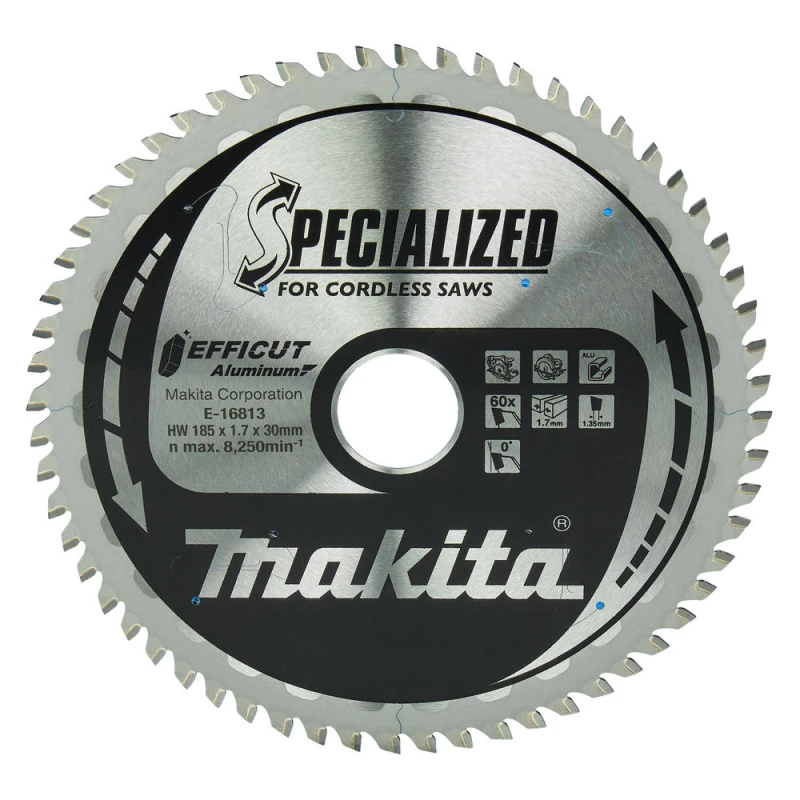 Image of Makita SPECIALIZED Efficut Aluminium Circular Saw Blade 185mm 60T 30mm E-16813