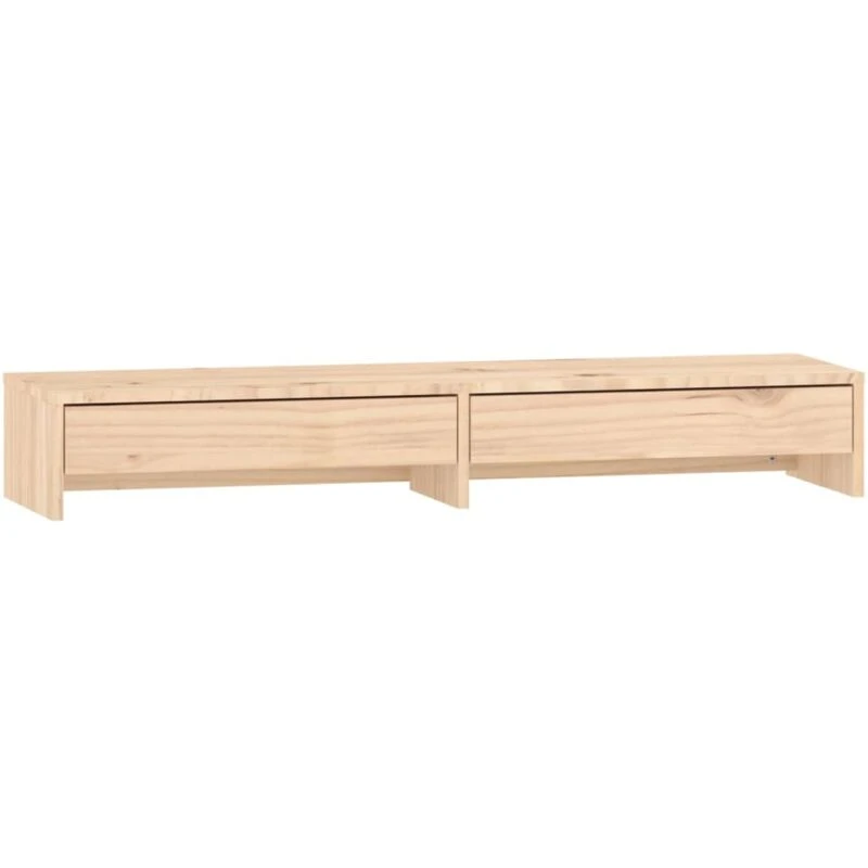 Image of vidaXL Monitor Stand 100X27X15cm Solid Wood Pine, Brown 813959
