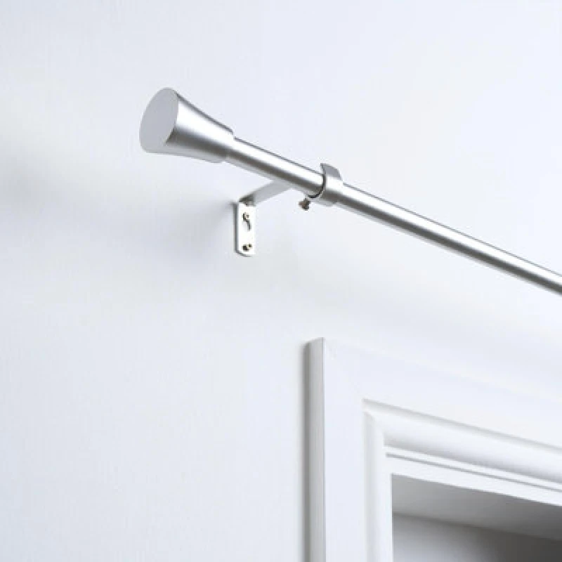 Image of OHS OHS Curtain Pole Extendable Metal Finnials Trumpet End Rings Rod Fittings in Grey Size: 120cm Grey 120cm Unisex 5027434214938