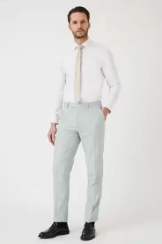 image of Mens Slim Fit Khaki Linen Suit Trousers