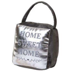 Image of Hestia Silver Luxe Cube 'Home' Silver Door Stop