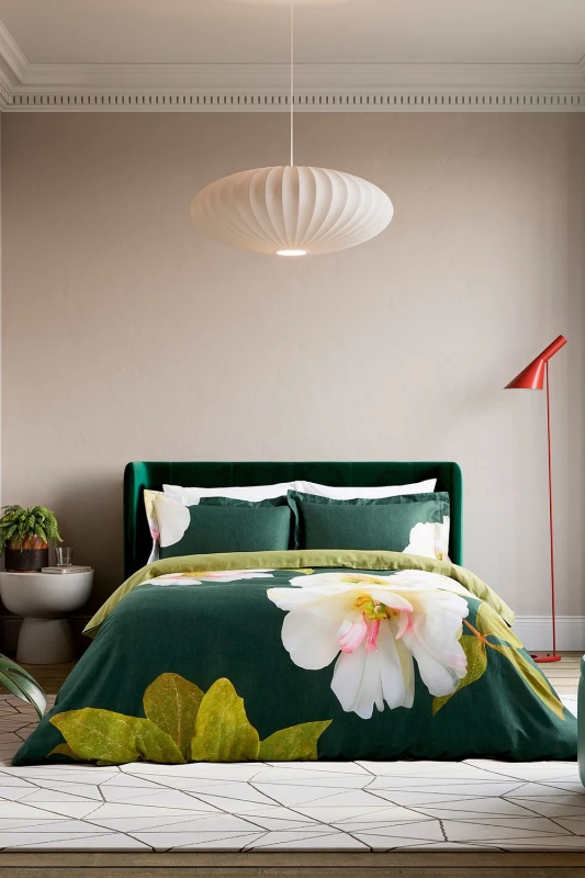 Image of Ted Baker 'Gardenia' Cotton Duvet Cover Set in Green Size: Double Green Double Unisex 5016709715706