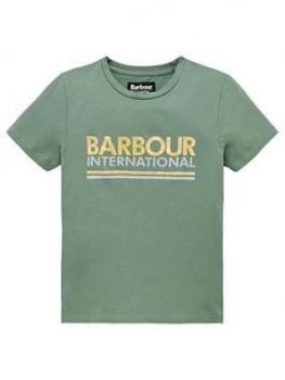 Image of Barbour International Girls Distance Logo Short Sleeve T-Shirt - Green, Size Age: 10-11 Years, Women