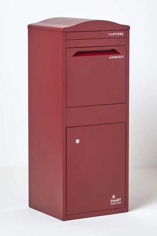 Image of Homescapes Smart Parcel Box Large Curved Top Front Access Secure Delivery Box in Red Red Unisex