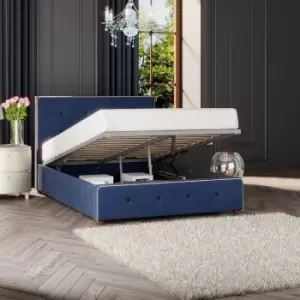 image of Hesper Ottoman Storage Bed, Plush Velvet, Navy Double - Laurence Llewelyn-bowen