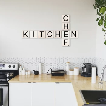 Image of Scrabble Set - 9 Black White Decorative Wooden Wall Accessory