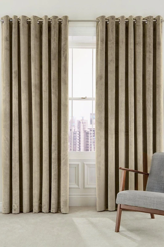 Image of Helena Springfield 'Escala' Woven Lined Curtains in Beige Size: 228cm width x 228cm drop Beige Unisex 228cm width x 228cm drop