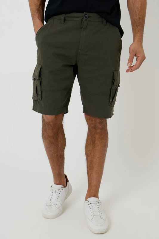 Image of Threadbare Cotton 'Manchester' Cargo Shorts Green