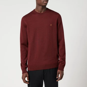 Image of Farah Mens Mullen Merino Wool Jumper - Burgundy - L