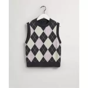 Image of Gant Gant Girls Argyle Vest - Grey