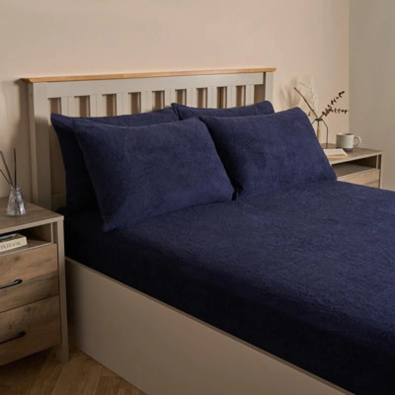 Image of OHS OHS 4 Pack Teddy Fleece Pillowcase Cover Bedding Set Thermal in Dark Navy Size: Standard Pillow Case Dark Navy Standard Pillow Case Unisex 50274