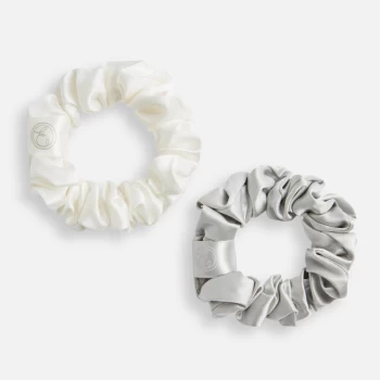 image of ESPA Home Silk Scrunchie - Pearl White & Moonlight Grey