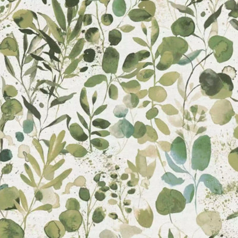 Image of As Creation Watercolor Green Leaves White Wallpaper Floral Paste The Wall Vinyl