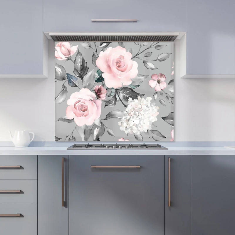 Image of Warren Reed - Designer Dusty Pink Roses Kitchen Splashback Size: 600mm x 650mm Pink Unisex 600mm x 650mm