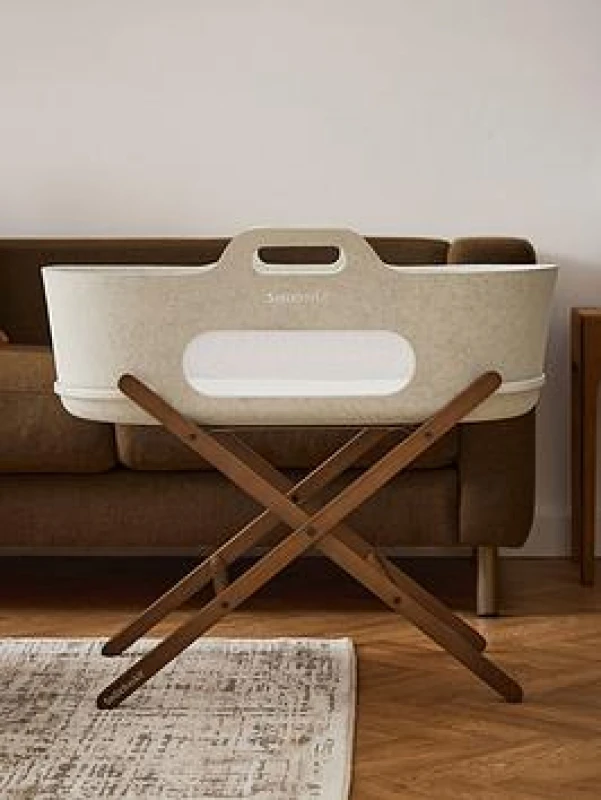 Image of SnuzBaskit Barley Moses Basket & Walnut Stand