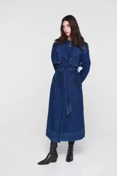 Image of Jamison Denim Trench Coat, Mid Wash / UK 8