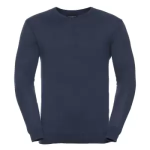 image of Russell Collection Mens V-Neck Knitted Pullover Sweatshirt (2XL) (French Navy)