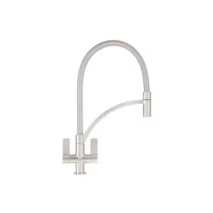 image of Franke Silk Steel Twin Lever Pull Out Kitchen Mixer Tap - Wave