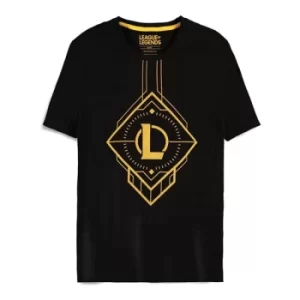 LEAGUE OF LEGENDS Logo Core T-Shirt, Male, Extra Large, Black (TS881481LOL-XL)