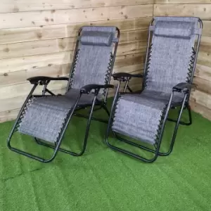 Image of Samuel Alexander - Multi Postition Textoline Garden Relaxer Chair Lounger In Grey, Pack of 2