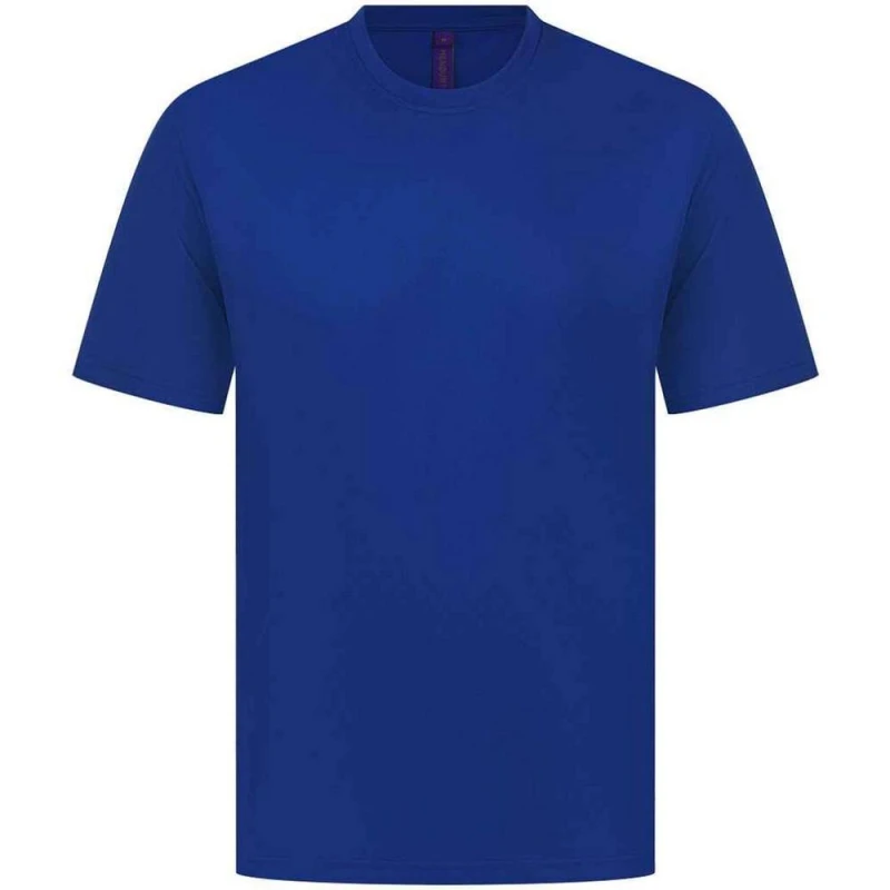 Image of Henbury Mens CoolPlus Moisture Wicking T-Shirt in Blue Size: Large Blue Male L