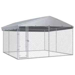 image of Vidaxl Outdoor Dog Kennel With Roof 382X382X225 Cm