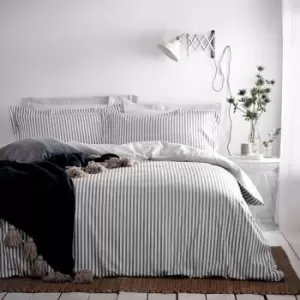 Image of The Linen Yard Hebden King Duvet Cover Set Cotton Grey