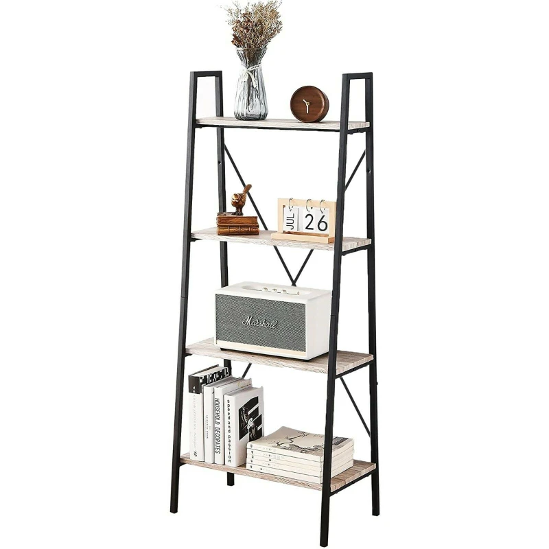 Image of MCC DIRECT Mcc Direct - 4-Tier Bookcase Multifunction Display Rack Ladder Bookshelf dark wood BS1021