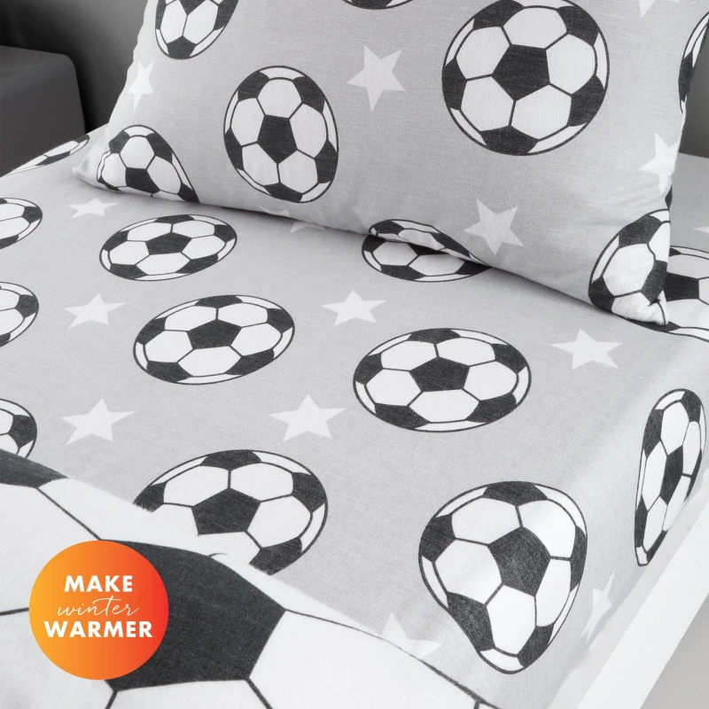 Image of Catherine Lansfield Football Stars Brushed Cotton Fitted Sheet Grey