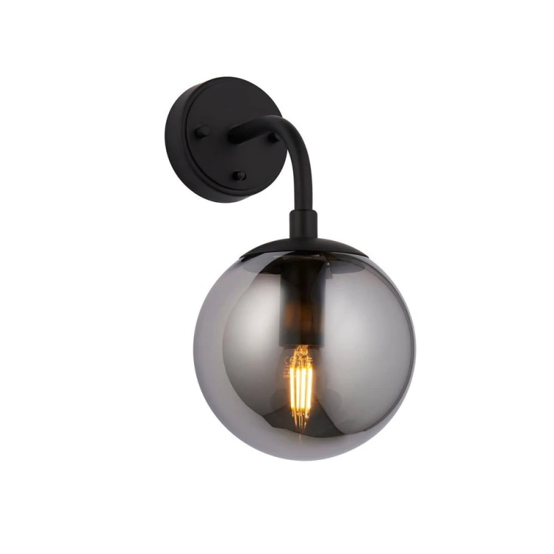Image of Trieste Wall Lamp Matt Black, Smoked Mirror Glass